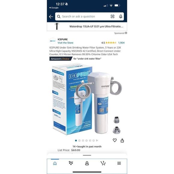 ICEPURE Under Sink Drinking Water Filter System 22K Ultrahigh capacity Removes 9 - Picture 9 of 9
